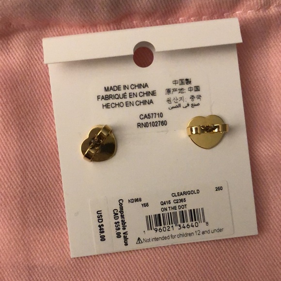 Kate Spade Gold Tone On the Dot Round Stud Earrings Crystal Accent NWT & Pouch - Picture 12 of 12
